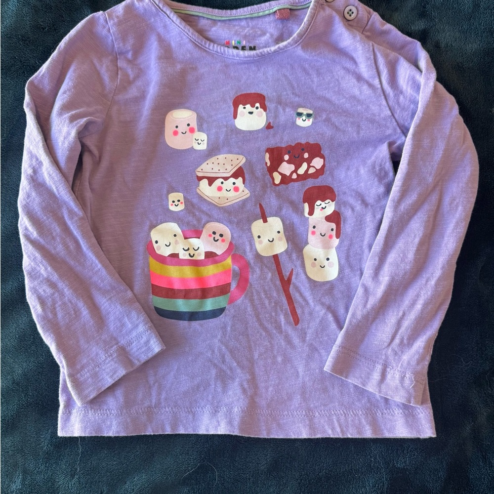 Mini Boden Purple Girls Long Sleeve Smores Print
